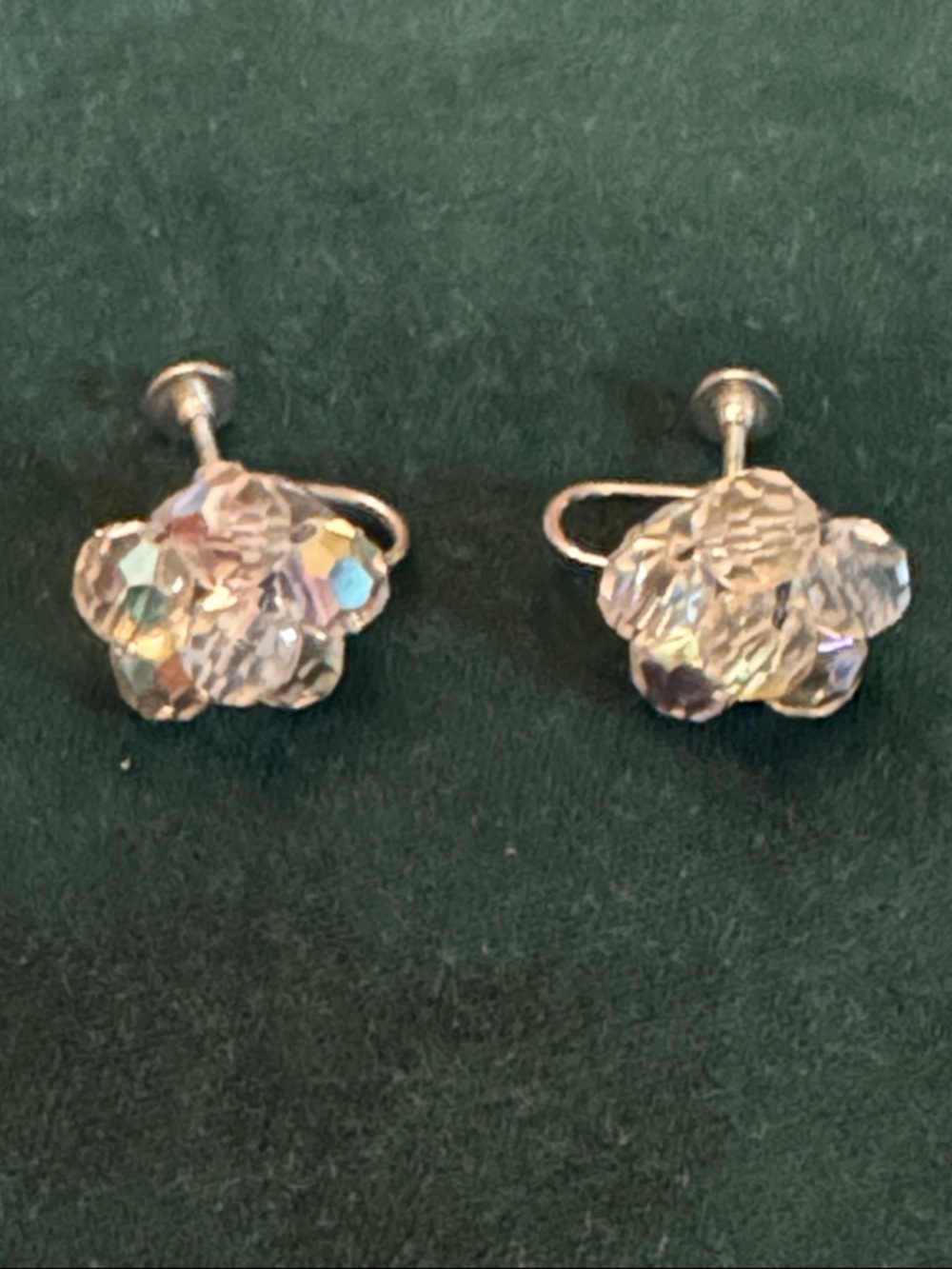 Crystal Flower Vintage Aura Borellis  Clip-On Earrings - Iridescent